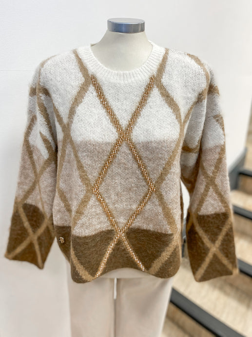 Malissa J Beaded Diamond Pattern Jumper