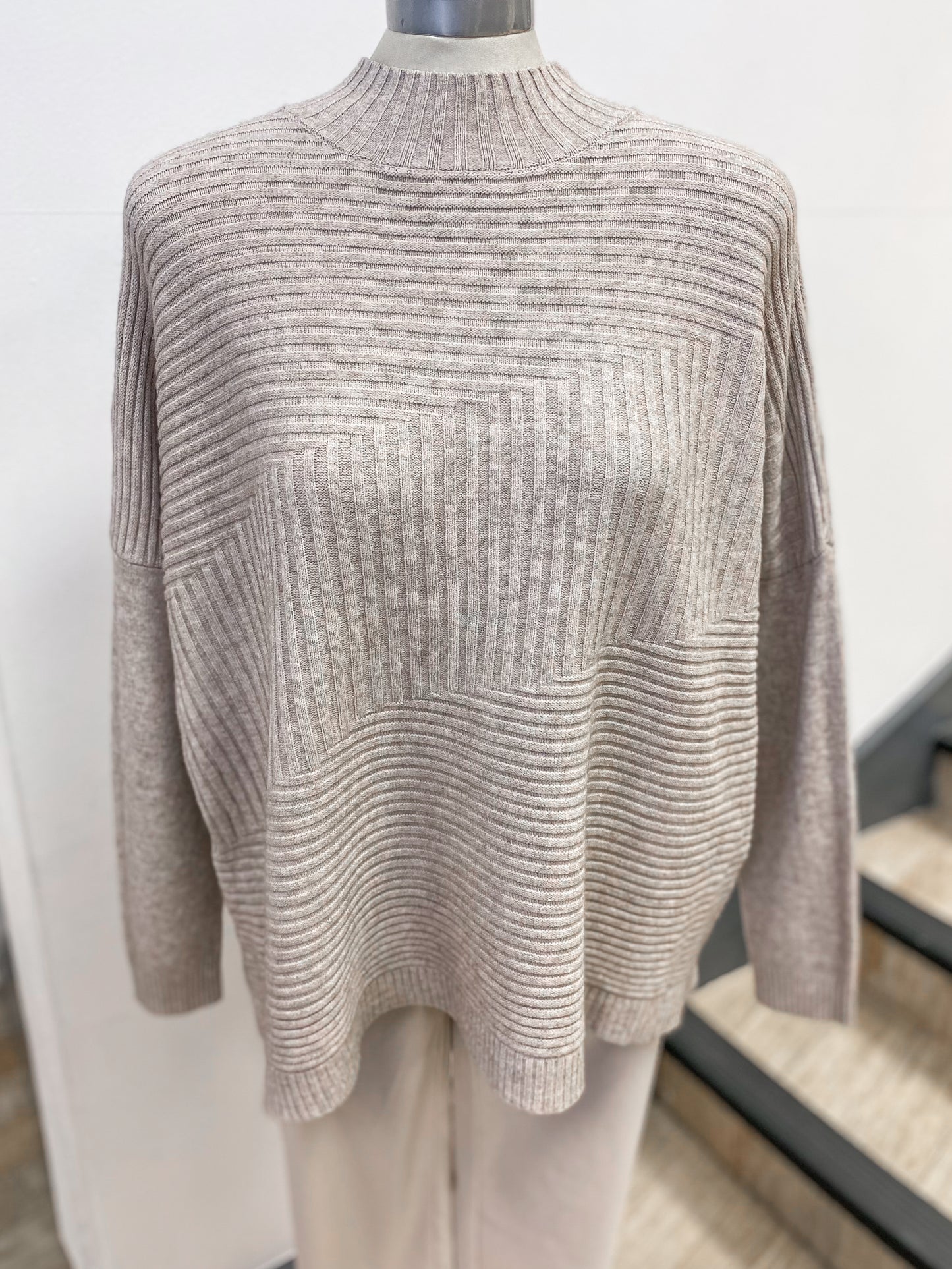 Ribbed Asymmetric Turtle Neck Jumper