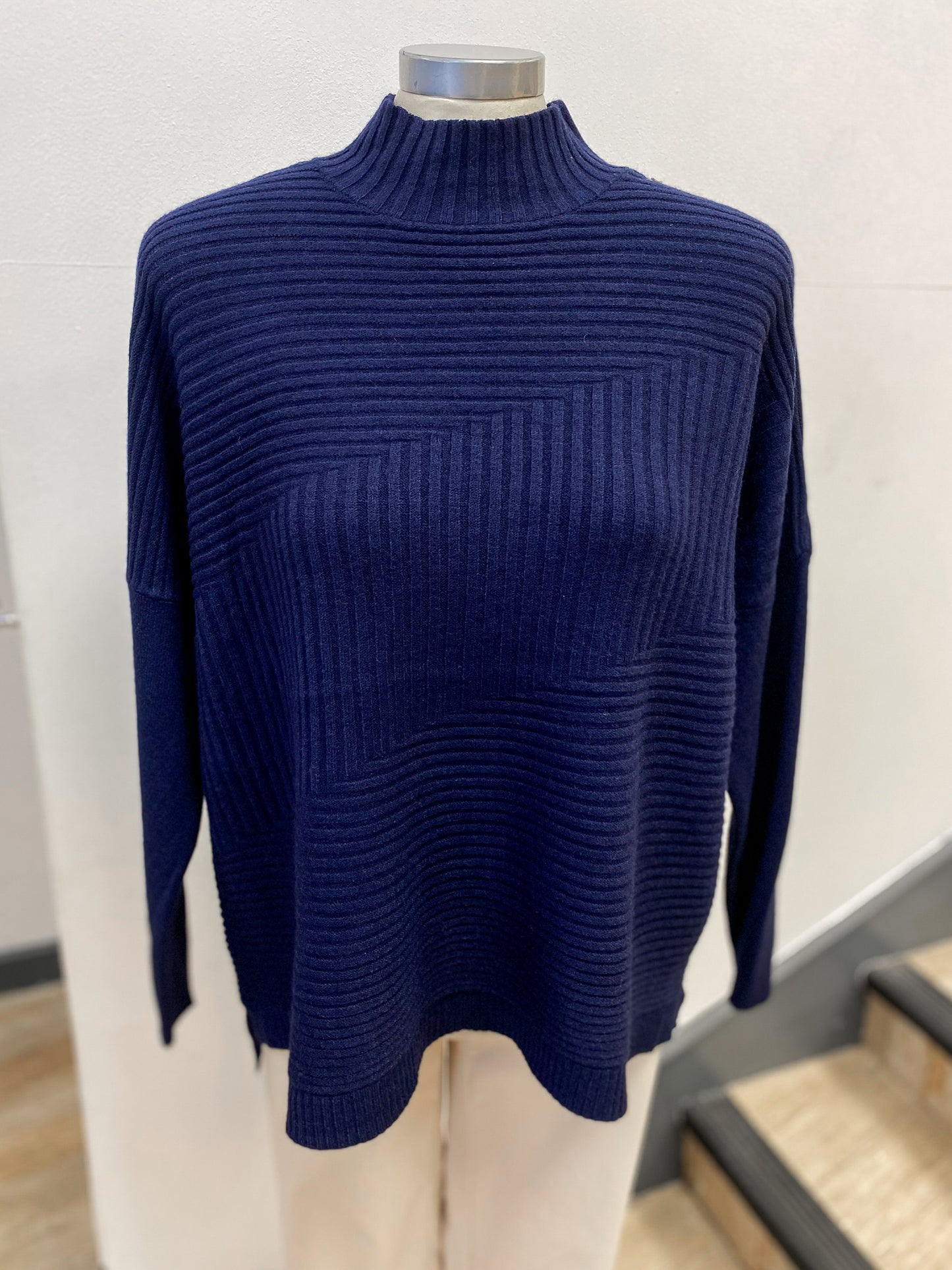Ribbed Asymmetric Turtle Neck Jumper