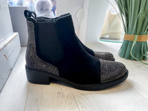 Sparkly Black Ankle Boots