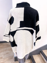 Load image into Gallery viewer, 1/4 Zip Monochrome Abstract Print Oversized Jumper