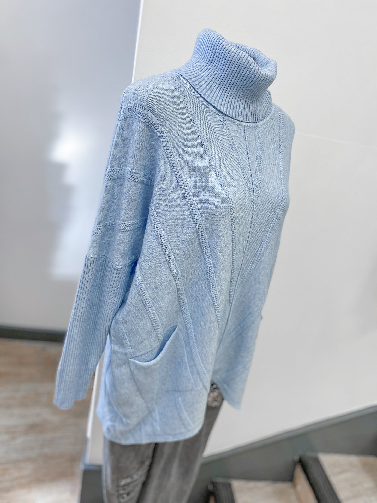 Polo Neck Long Chevron Jumper