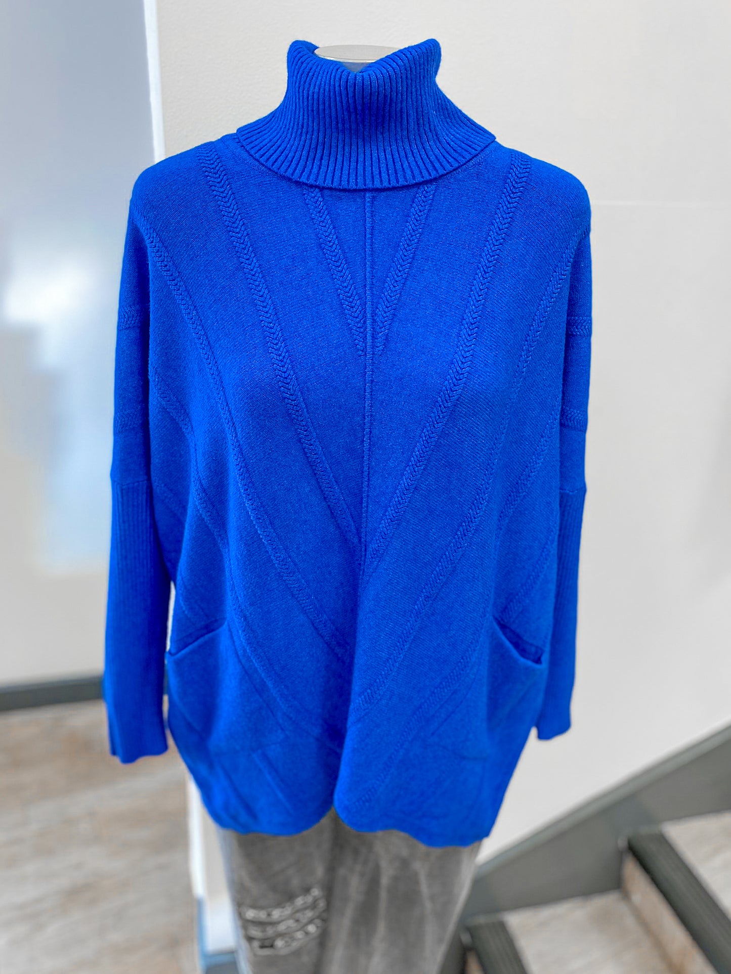 Polo Neck Long Chevron Jumper