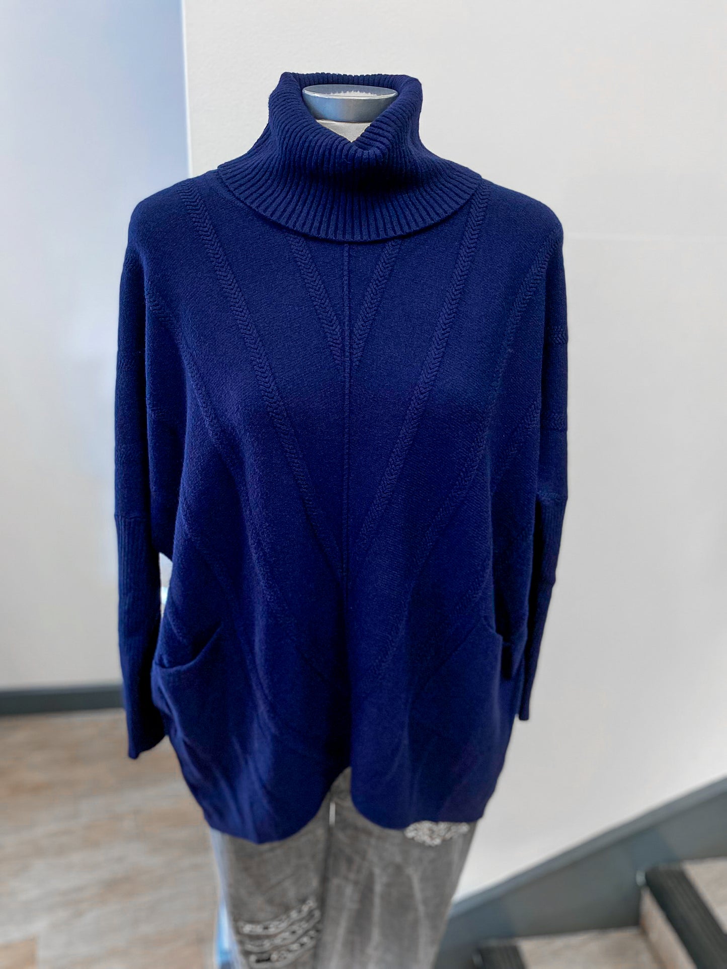 Polo Neck Long Chevron Jumper