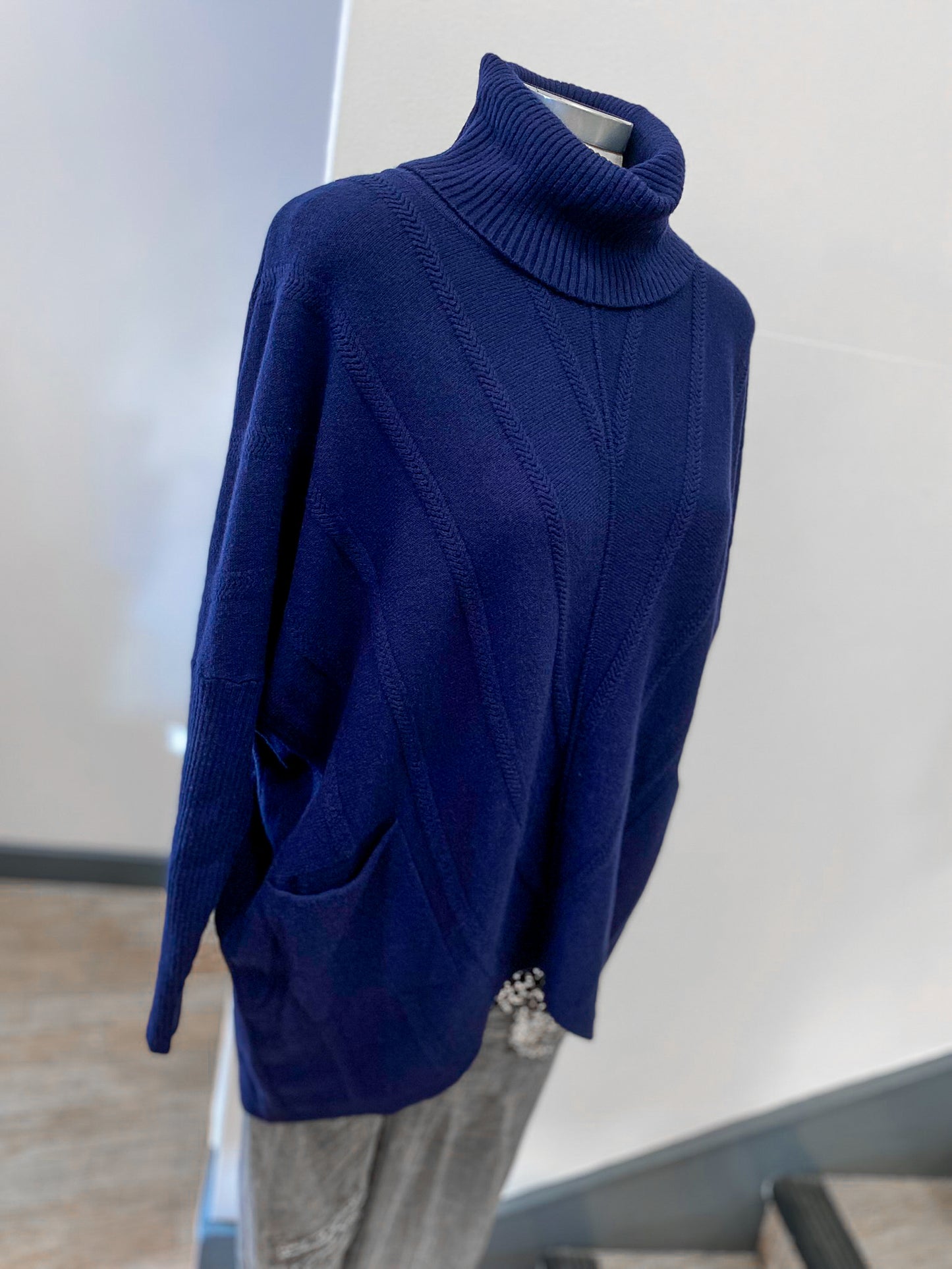 Polo Neck Long Chevron Jumper