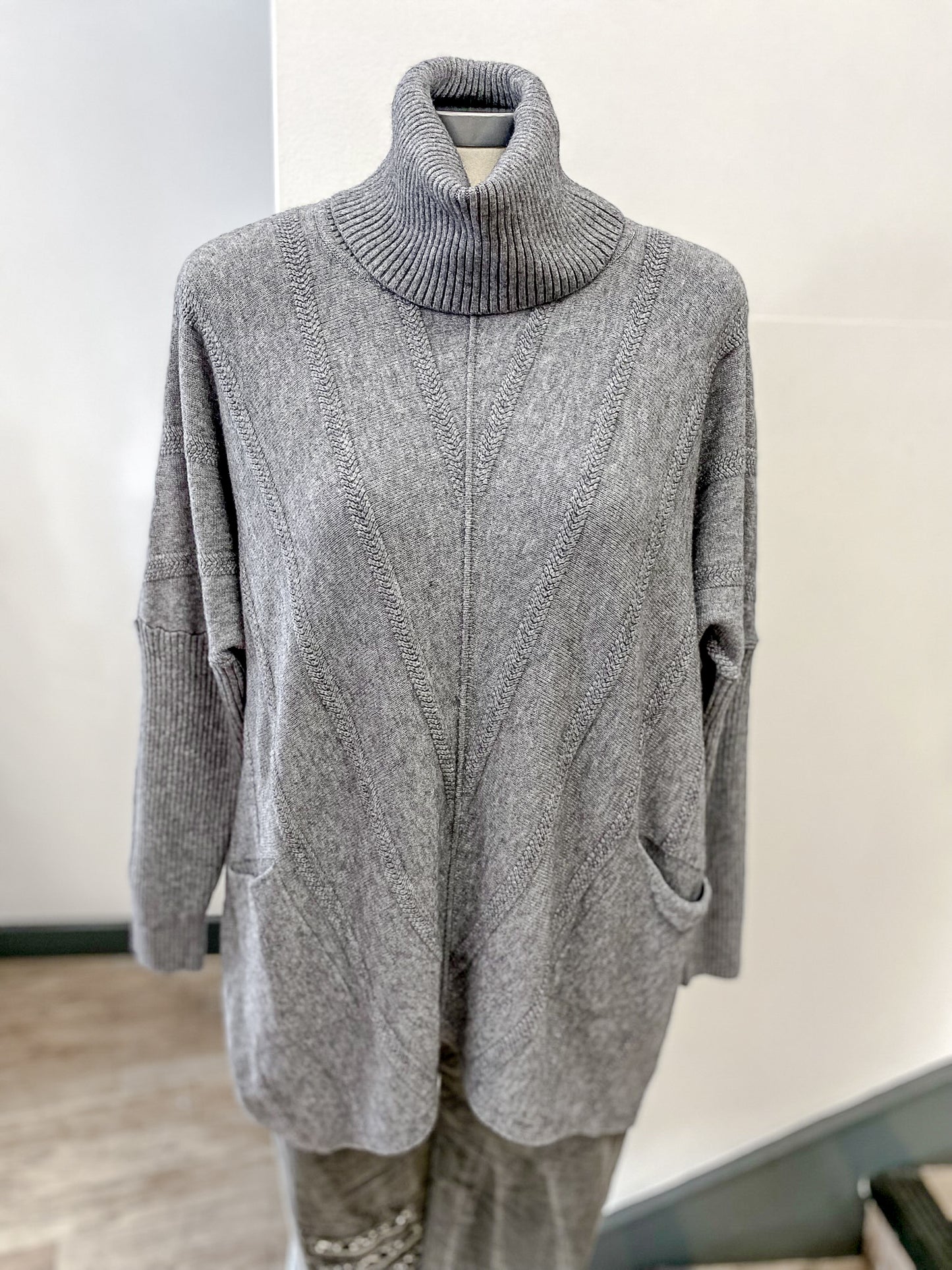 Polo Neck Long Chevron Jumper