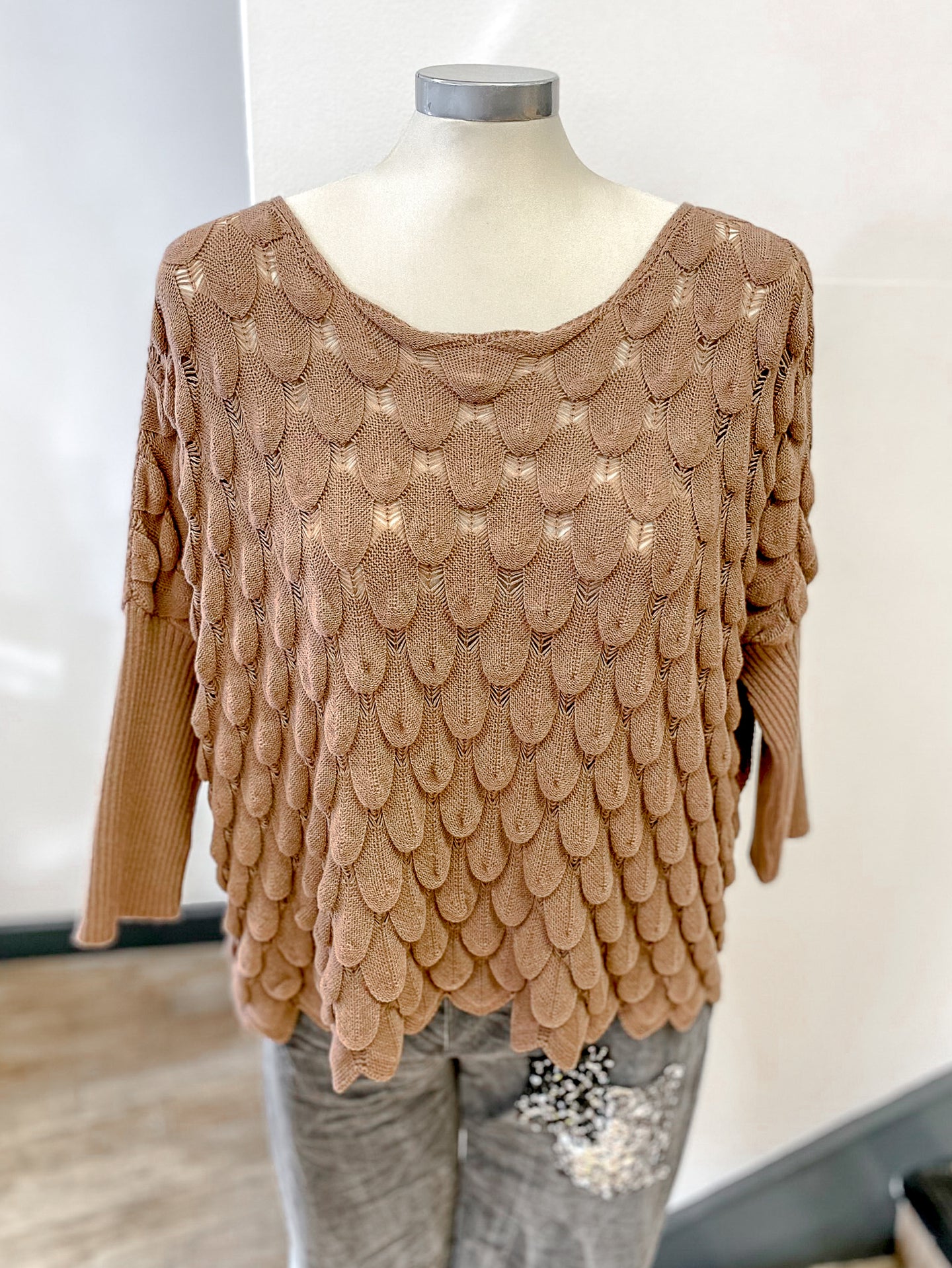 Scalloped Pointelle Knit Jumper