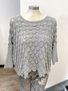 Scalloped Pointelle Knit Jumper