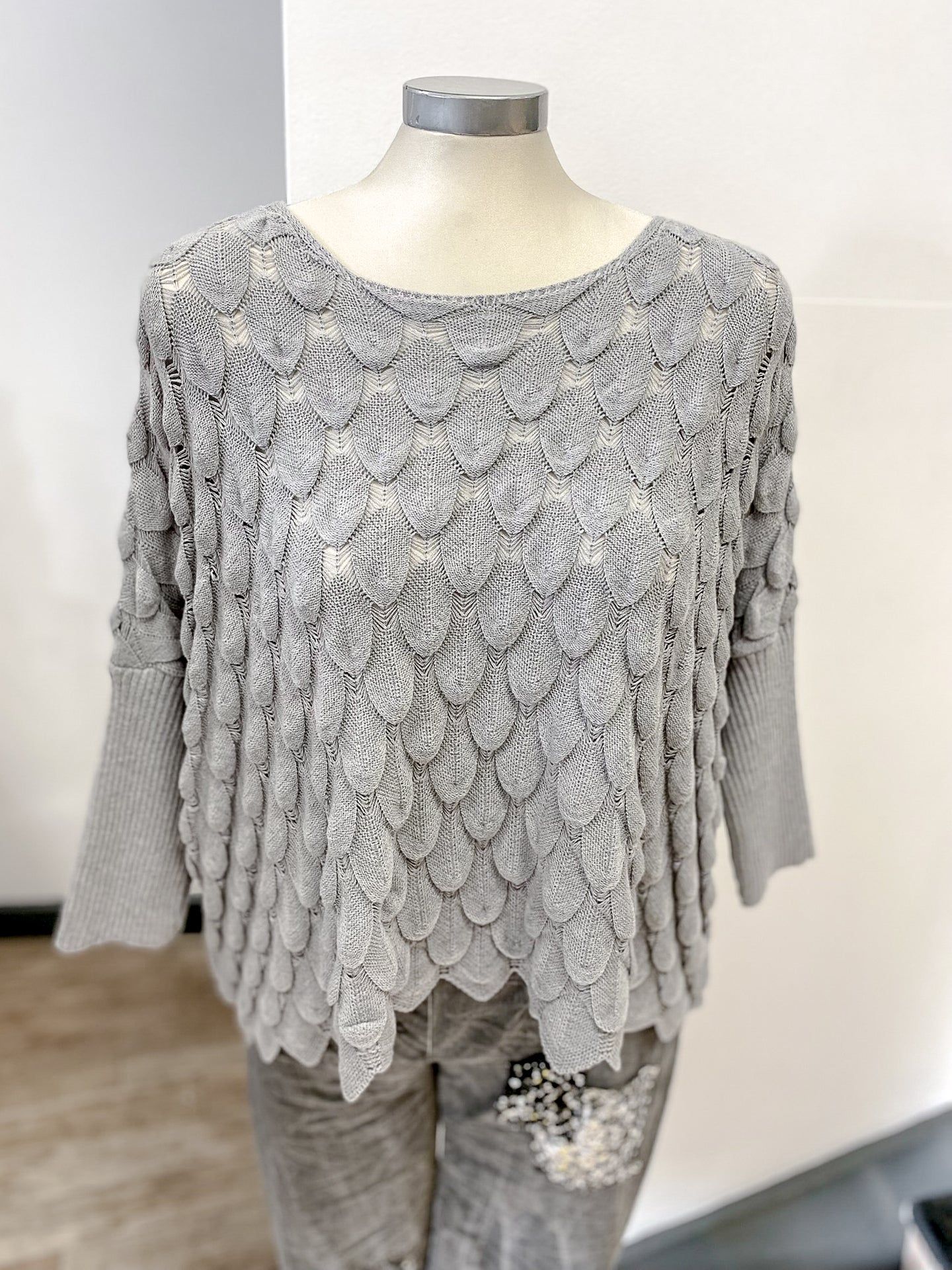 Scalloped Pointelle Knit Jumper