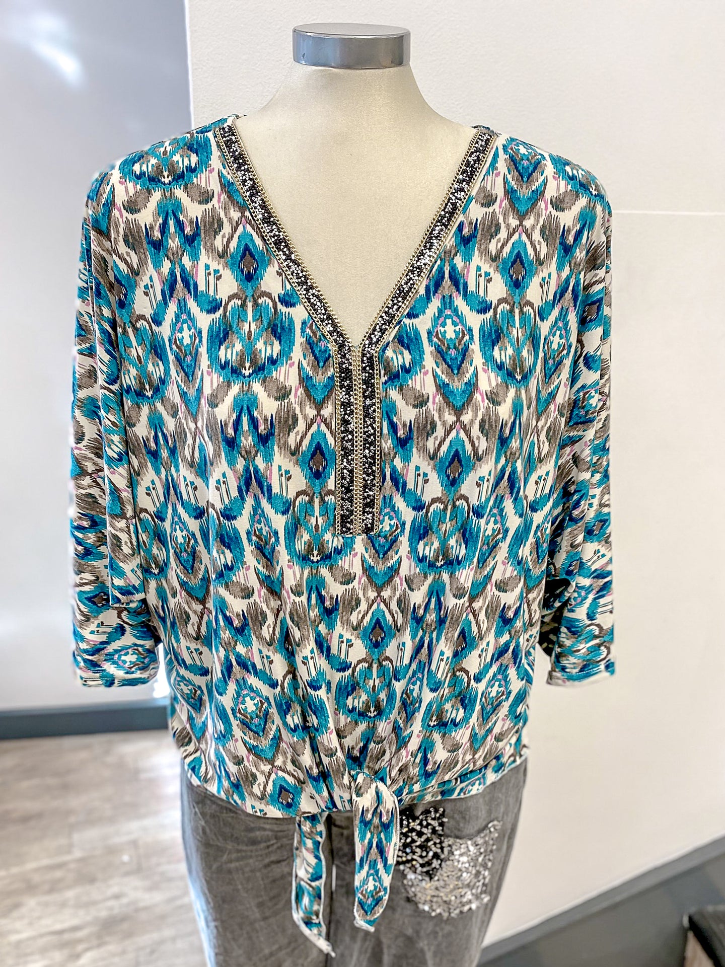 Embellished V Neck Top