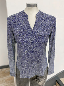 Navy Spotty Button Down Shirt