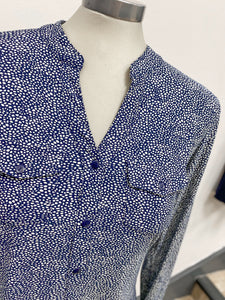 Navy Spotty Button Down Shirt