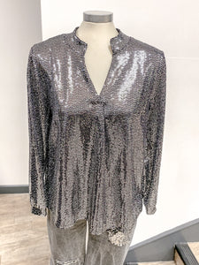 Sequin V Neck Blouse