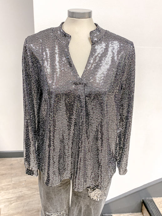 Sequin V Neck Blouse