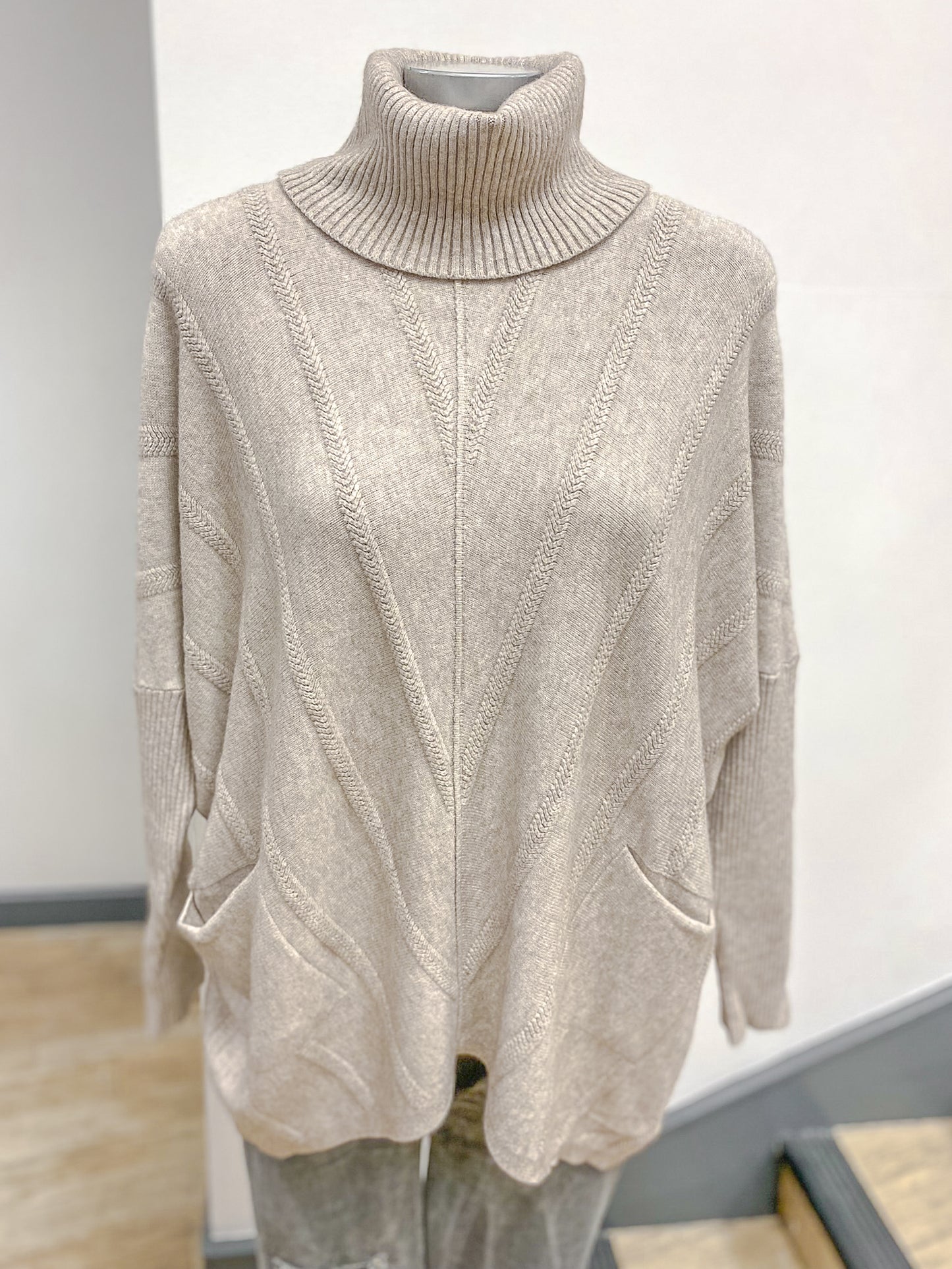 Polo Neck Long Chevron Jumper