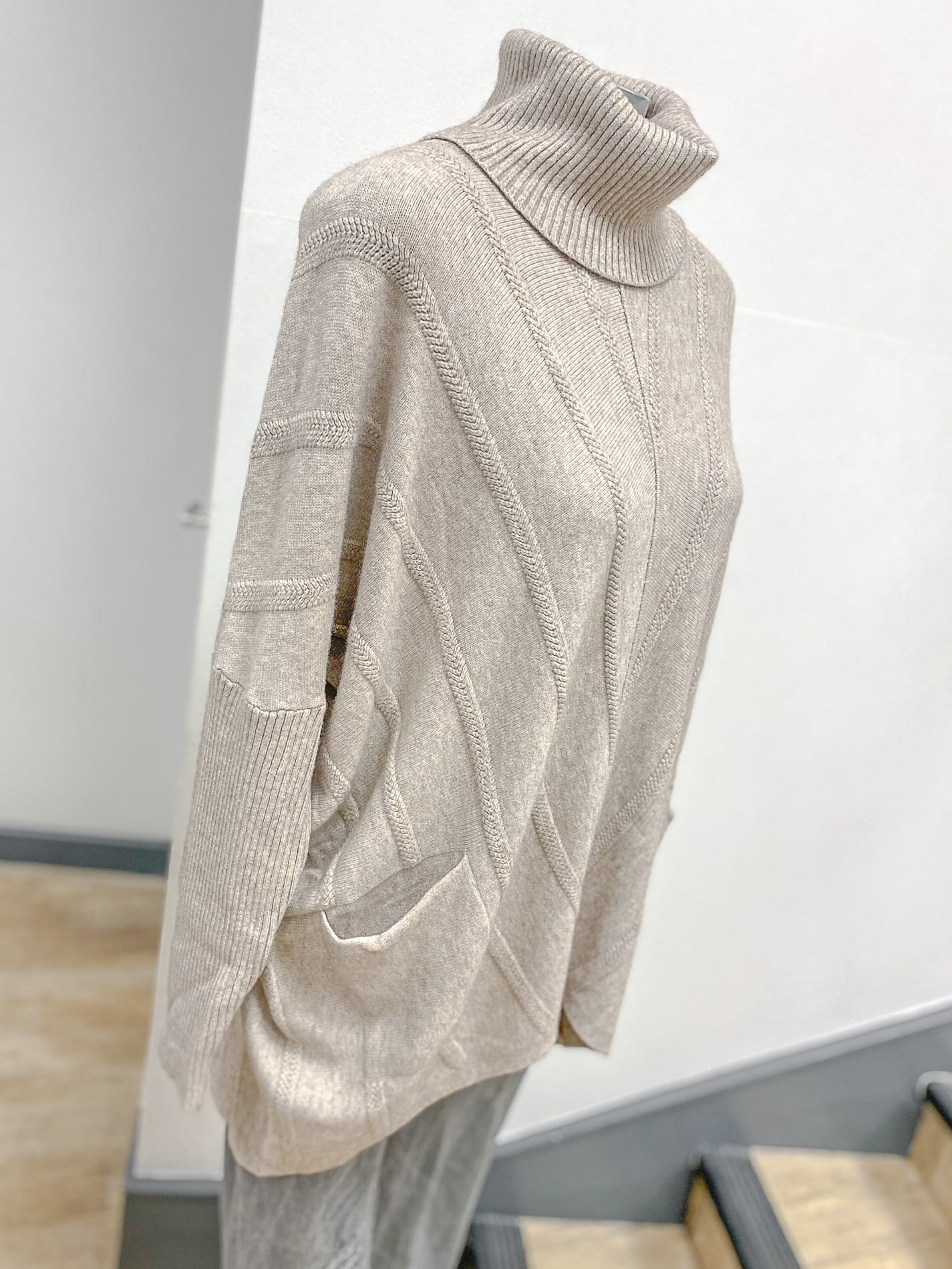 Polo Neck Long Chevron Jumper