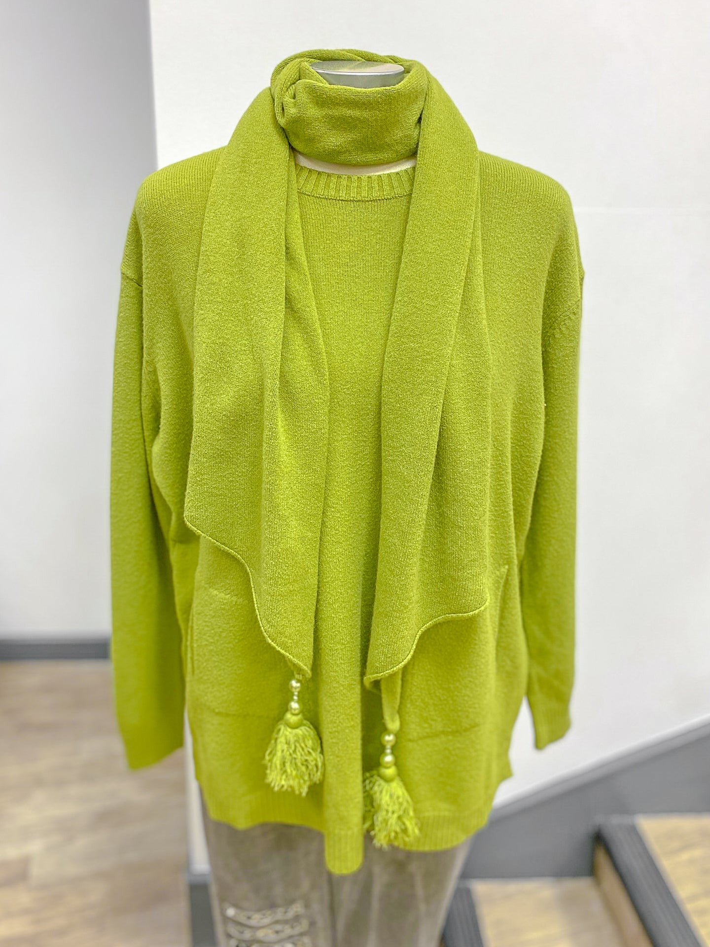 Pocket Jumper with Tassel Scarf