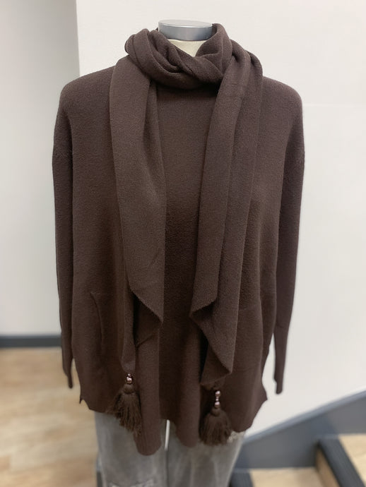 Pocket Jumper with Tassel Scarf