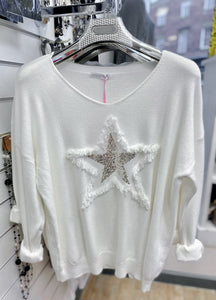 Frayed Sequin Star Jumper