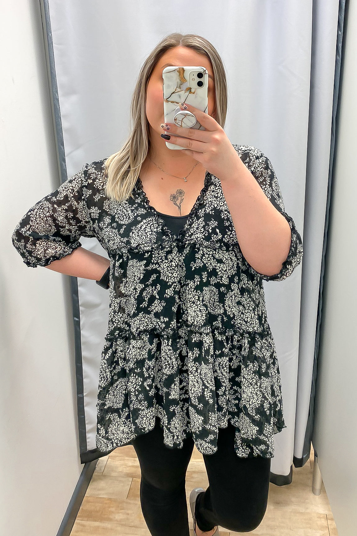 Malissa J Black and White Smock Top