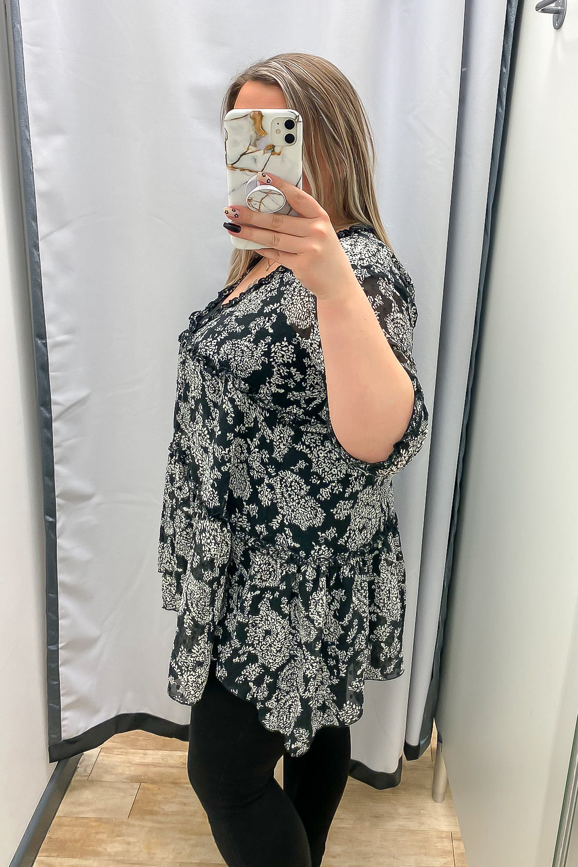 Malissa J Black and White Smock Top