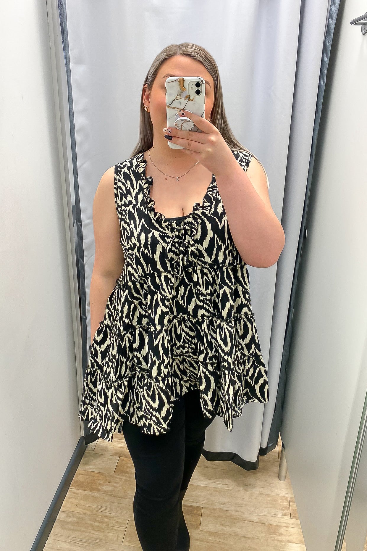 Malissa J Zebra Print Sleeveless Smock Top