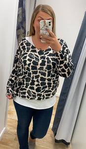 Giraffe Print Double Layered Top - CMD Womenswear - 