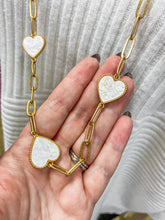 Load image into Gallery viewer, Envy Long Gold &amp; White Heart Necklace
