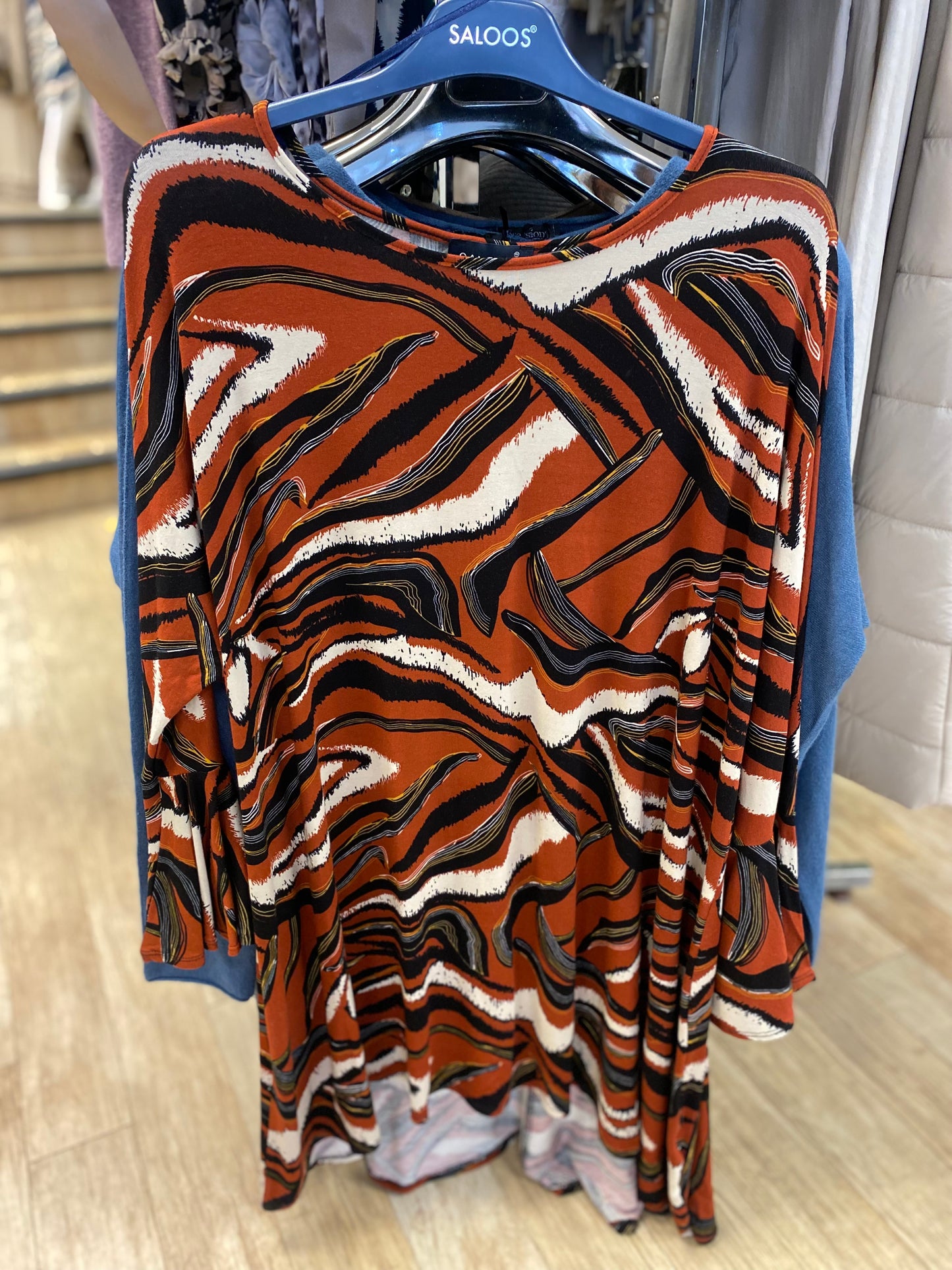Saloos Abstract Print Asymmetric Top