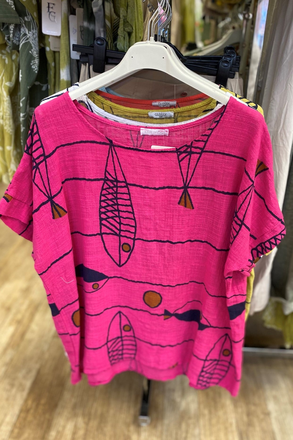 Fish Print Cotton T-Shirt