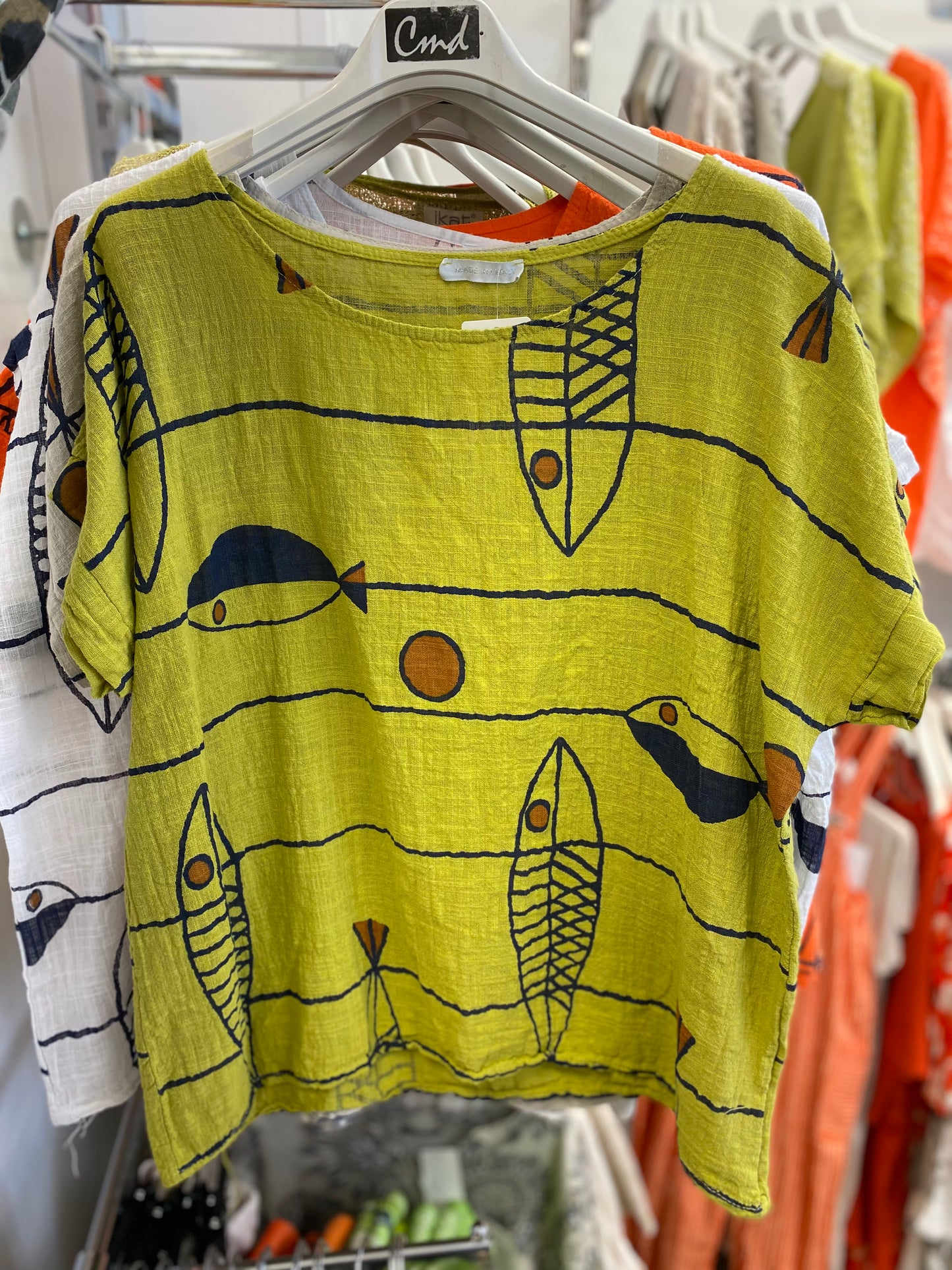 Fish Print Cotton T-Shirt