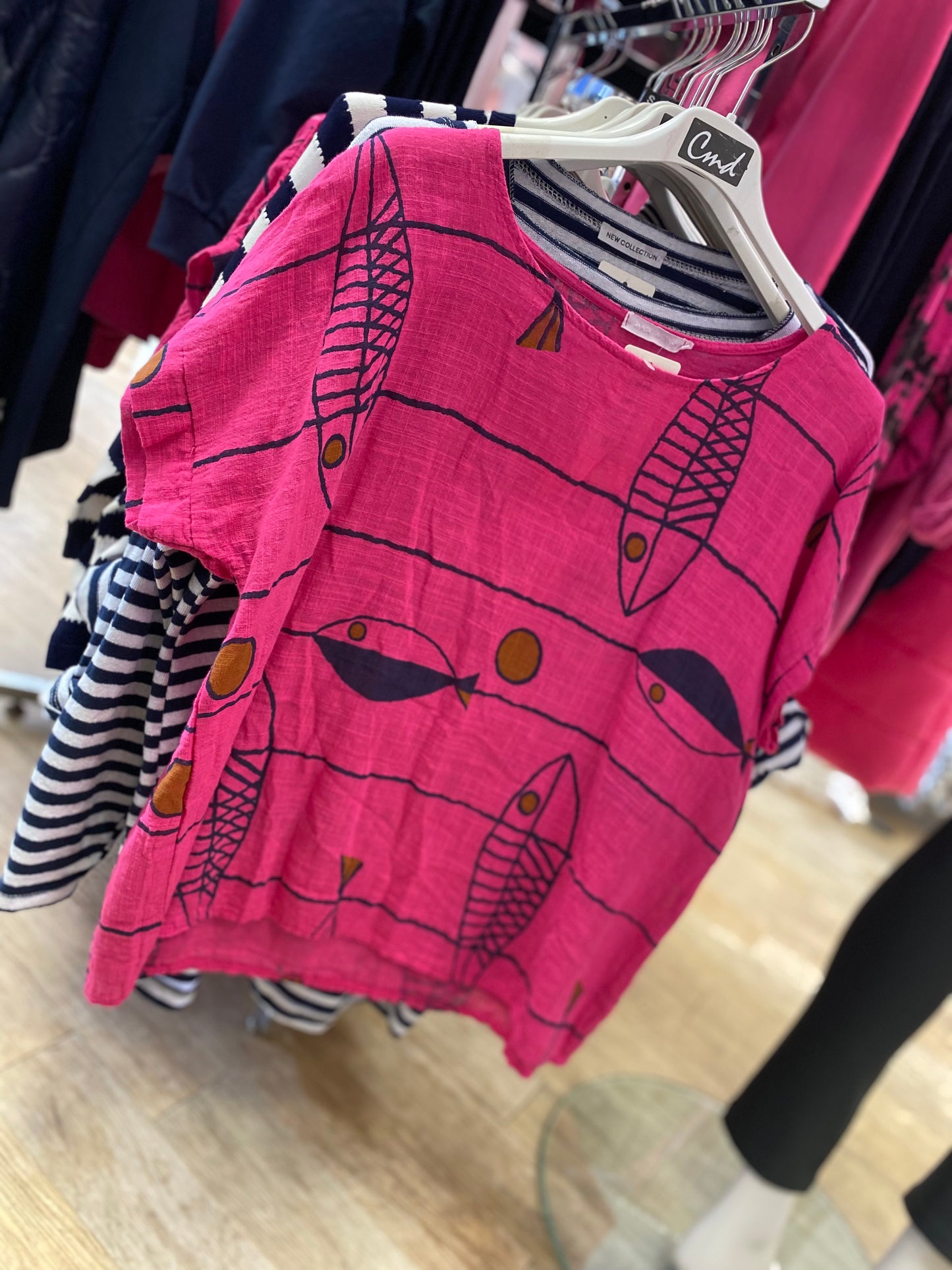 Fish Print Cotton T-Shirt