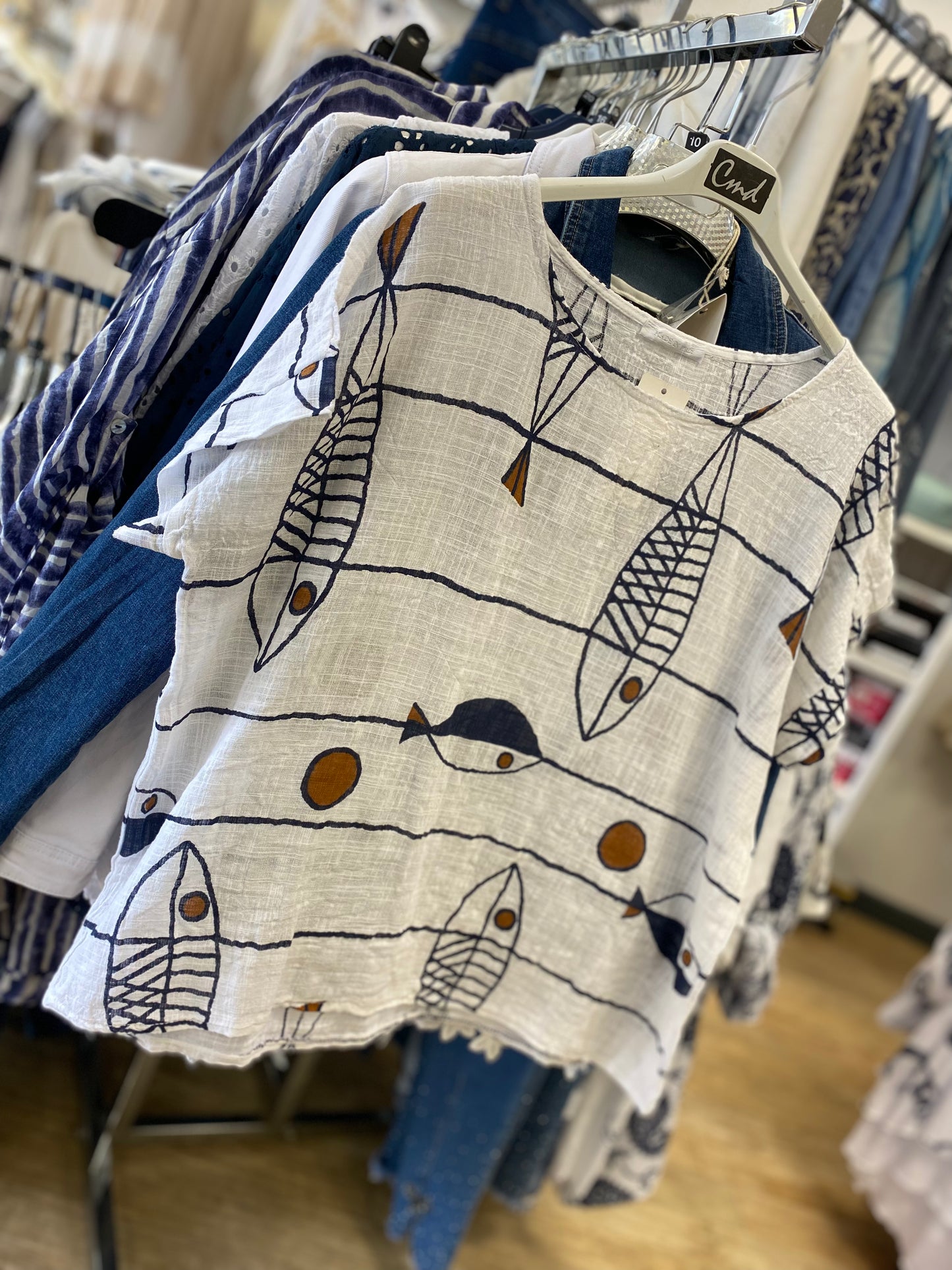 Fish Print Cotton T-Shirt